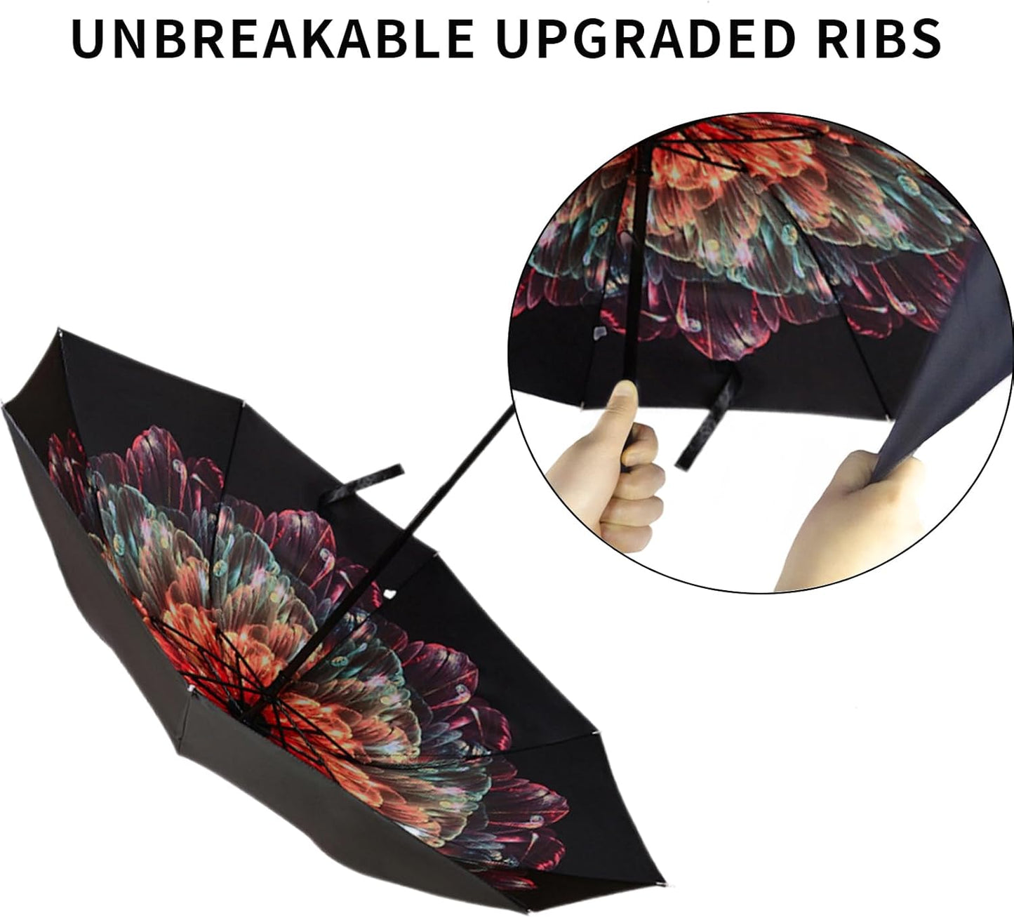 LLanxiry Compact Travel Umbrella, Mini Windproof Umbrellas for Rain & Sun, Small Lightweight Outdoor UV Umbrella, Portable Folding Umbrellas for Travel