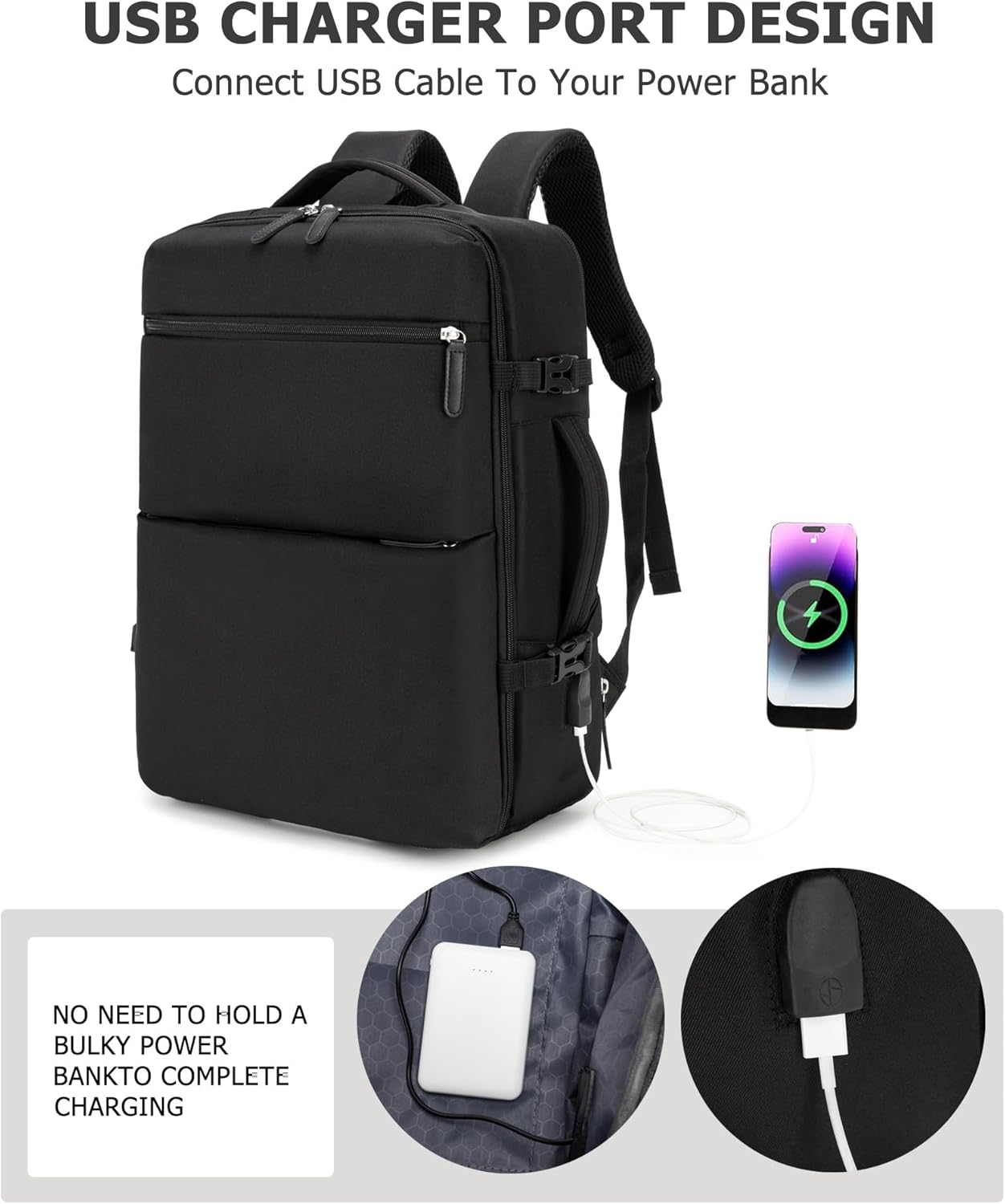 feilario 2 Piece Set 20in Aluminium Frame PC Hard Shell Spinner Wheels Luggage, Built-In TSA lock Carry on Suitcase, with Cup Holder, USB Port, Phone Holder