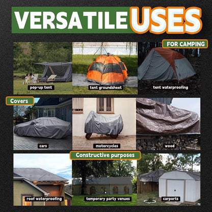 RAINDEWAY Tarps Heavy Duty Waterproof 7x7 Feet (2 Pack), 10Mil Multipurpose Poly Tarp Cover with Metal Grommets and Reinforced Edges, Silver/Brown Tarp