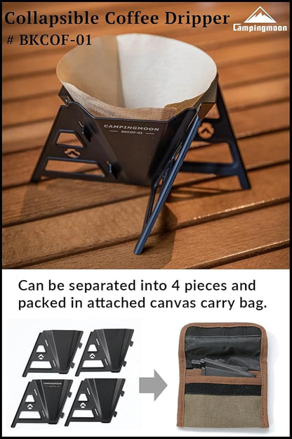 CAMPINGMOON Collapsible Coffee Dripper Pour Over Camping Outdoor 304 Stainless Steel Black BKCOF-01