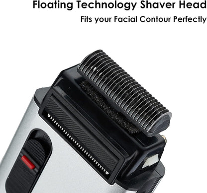 Retro Electric Razors for Men with Beard Trimmer, Rechargeable Mens Gold Foil Shavers, Strong Power (Sliver)