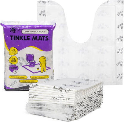 Tinkle Mat Disposable Toilet Commode Mat – Super Absorbent, Deodorizing Toilet Mats for Bathroom U Shaped – Great for Kid Potty Training, Incontinence & More – 24 x 24 Inches, 20 Pack, Lavender