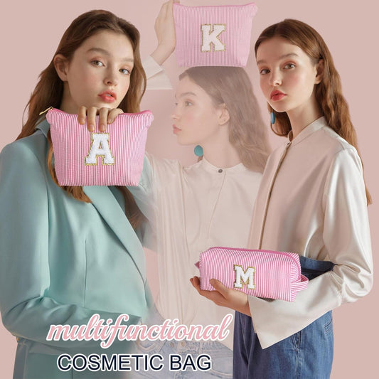 YOOLIFE Mothers Day Gifts for Women Girls- Pink Preppy Makeup Bag Best Friend Birthday Gifts Graduation Teacher Gifts Wedding Gifts Bridesmaid Gifts Daughter Teacher Wife Gifts Teen Girl Gifts M