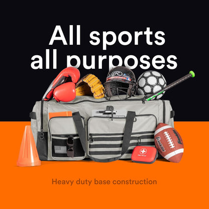 Fitdom 130L 36" Heavy Duty Extra Large Sports Gym Equipment Travel Duffle Bag W/Adjustable Shoulder Strap & 7 Compartments. Perfect for Soccer Baseball Basketball Hockey Football, Team Coaches & More
