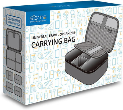 sisma Electronics Cords Organizer Tech Accessories Storage Case Travel Small Carrying Bag for Charging Cables Adapter USB Plugs Power Cord Leads - Grey 1680d