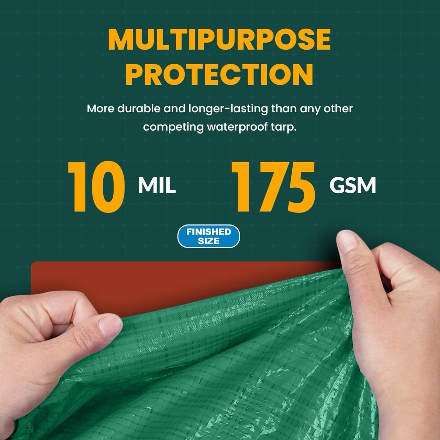 Large Waterproof Tarp - Heavy Duty 10 Mil Thick Poly Tarpaulin Ideal for Canopy Tents, Boats, RV or Pool Covers - Multipurpose Protective Tarps with Grommets for Indoor and Outdoor Use | 50' x 50'