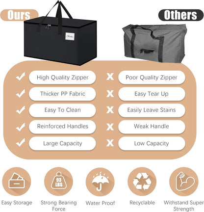 Heavy Duty Moving Bags - Extra Large Packing Bags and Storage Totes, Collapsible and Foldable Option for Moving and Storage, Clear, 125 L - 18 Pack