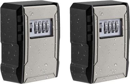 UPGRADE Extra Large Capacity Key Lock Box, Weatherproof Wall Mount Key Box for Car Keys, Fob, House Keys, Key Safe Security Storage Lock Box for Indoor, Outdoor, Garage, Garden, Store (2 Pack, Grey)