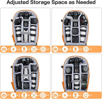 MOSISO Camera Backpack, DSLR/SLR/Mirrorless Photography Camera Bag 15-16 inch Waterproof Hardshell Case with Tripod Holder&Laptop Compartment Compatible with Canon/Nikon/Sony, Orange