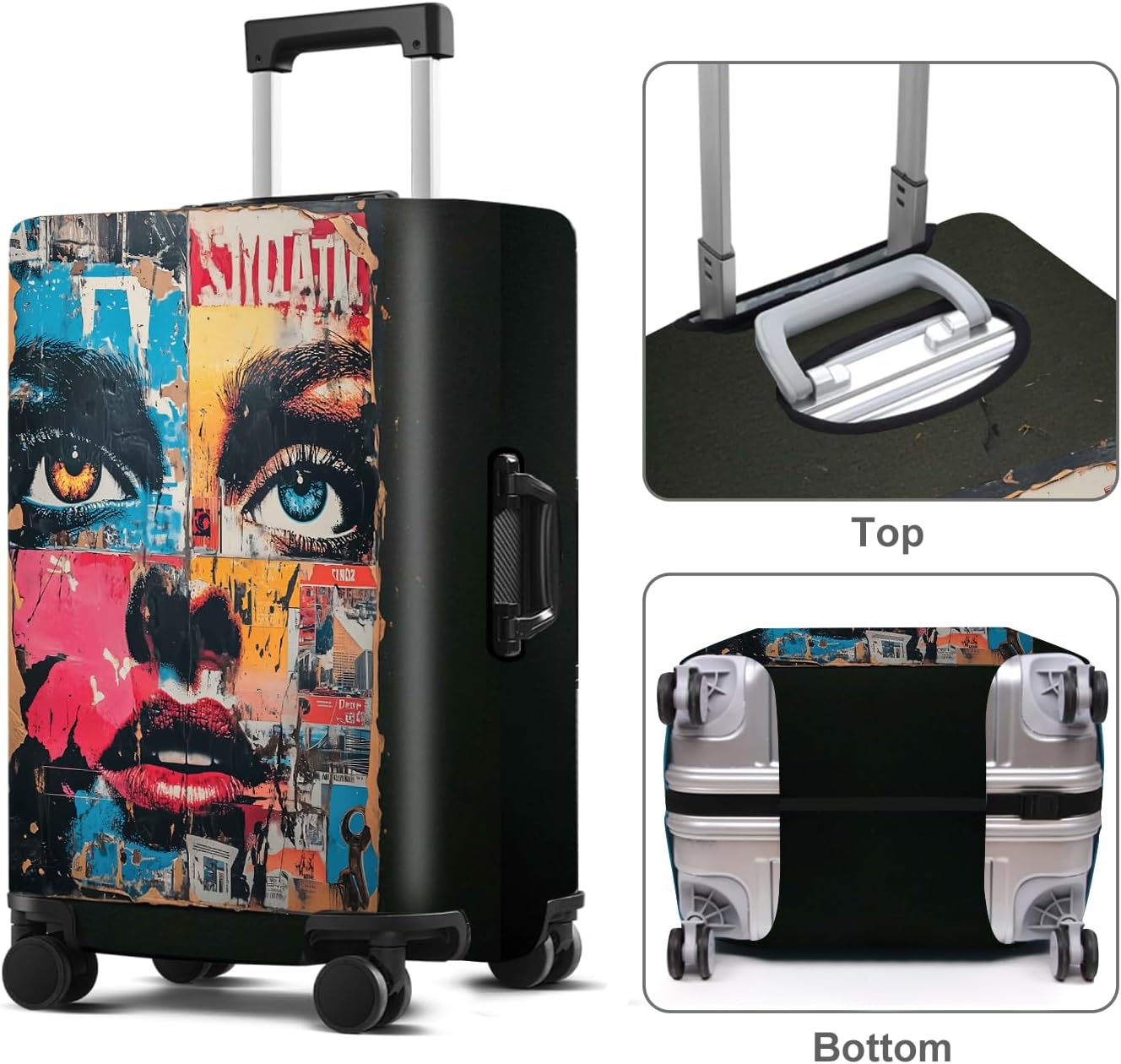 Luggage Cover Washable Suitcase Protector Anti-scratch Suitcase cover Fits 20-34 Inch Luggage (Girl-4, XL(32-34inch suitcase))