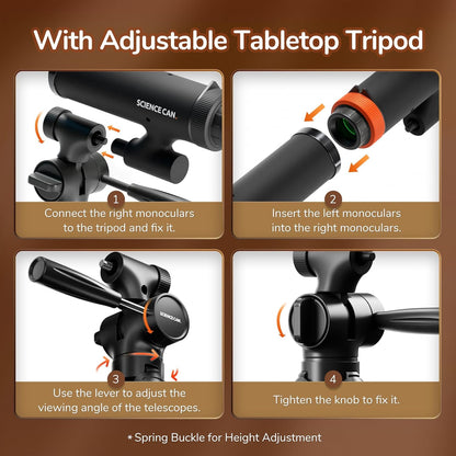 Science Can Binoculars for Kids & Beginners - 3 in 1 Portable Telescope with Adjustable Tripod & Phone Support,16X Magnification for Outdoor Exploration, Science Kit for Boys Girls 6-12 Years Old