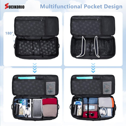 Tactical Travel Duffle Bag with Wheels and Handle 3 in 1 Large 85L XL Rolling Travelling Backpack Waterproof Oxford Carry On Hand Luggage Deployment Bags with Combination Padlock, Khaki