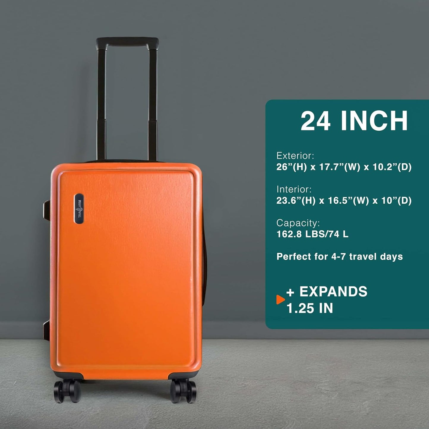 Luggage Sets 2 Piece, 24 Inch Suitcase and 28 Inch Luggage with Spinner Wheels, Durable Hard Shell Suitcase Set, Expandable Travel Suitcases with Wheels, Orange