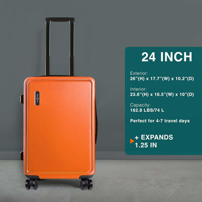 Luggage Sets 2 Piece, 24 Inch Suitcase and 28 Inch Luggage with Spinner Wheels, Durable Hard Shell Suitcase Set, Expandable Travel Suitcases with Wheels, Orange