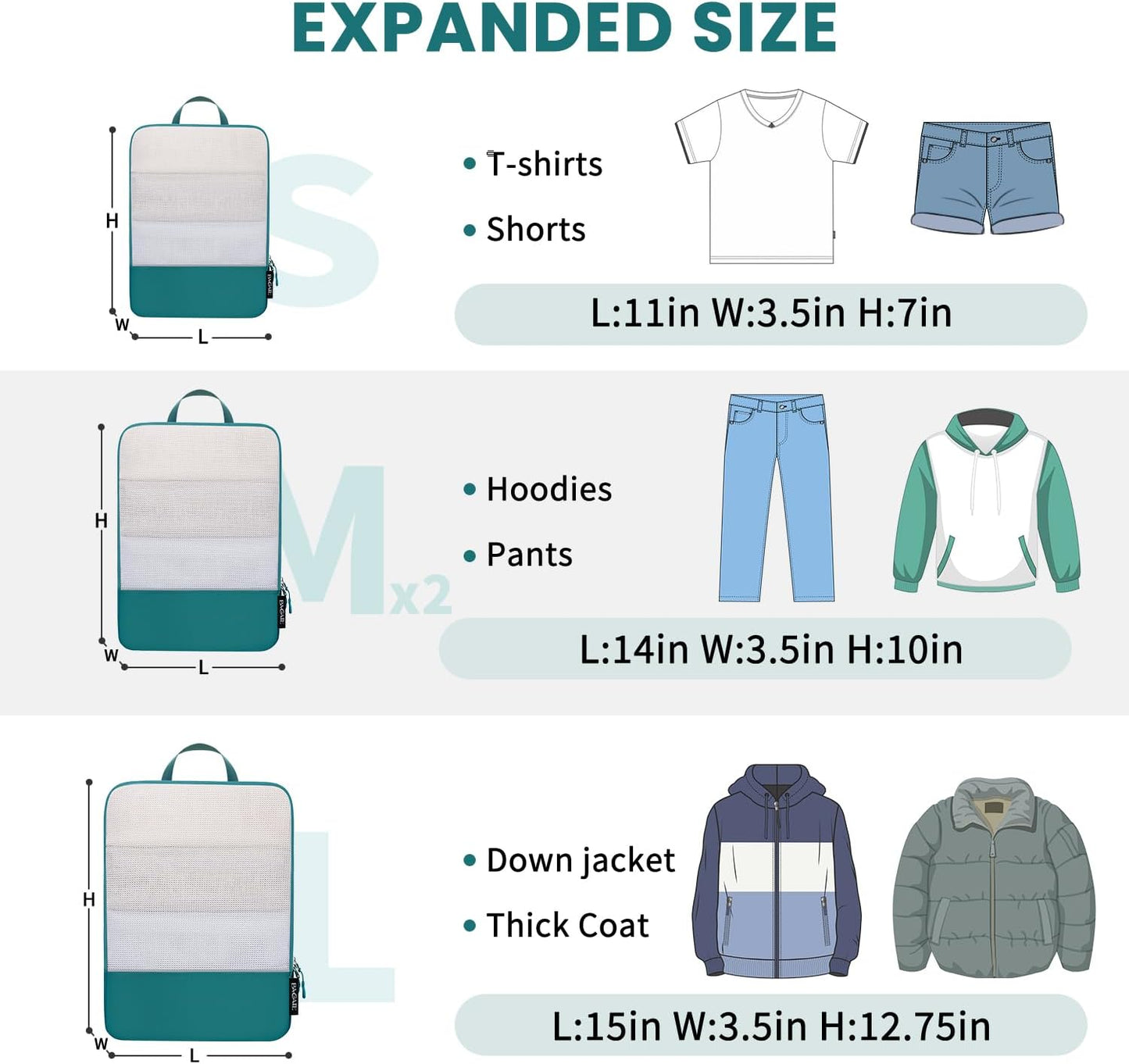 BAGAIL 4 Set/6 Set Ultralight Compression Packing Cubes Packing Organizer for Travel Accessories Luggage Suitcase Backpack