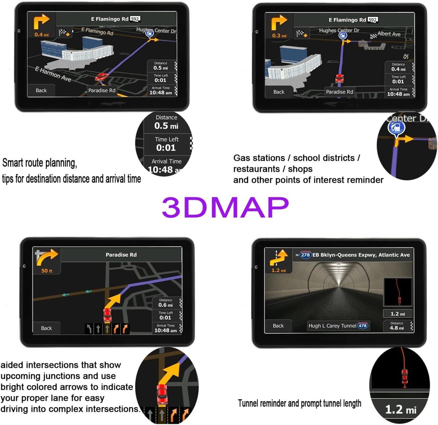GPS Navigation for Car, Latest 2025 Map 7 inch Touch Screen Car GPS, Voice Turn Direction Guidance, Support Speed and Red Light Warning, Pre-Installed North America Lifetime map Free Update