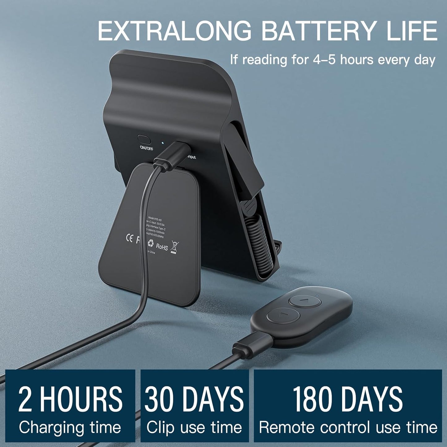 Remote Control Page Turner and Stand for Kindle Paperwhite Oasis eReaders,Clicker Page Turner Forward and Backward,Kindle Accessories for iPhone,iPad,Tablets Reading ,Camera Video Record &Selfie