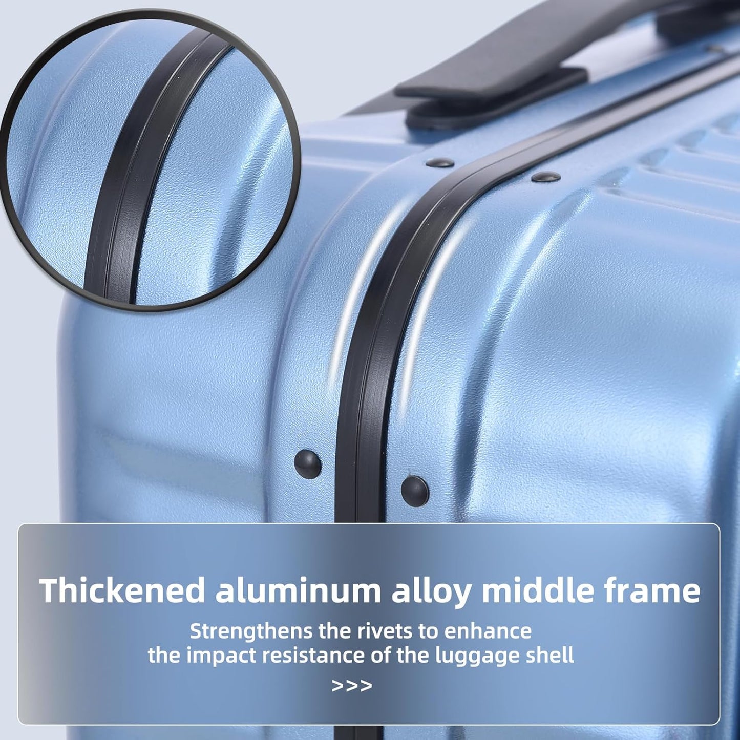 29 Inch Aluminum Checked Luggage with Side Opening Zipper, 40 * 37 * 77cm, 113L, Lightweight Hardshell ABS+PC Suitcase with TSA Lock, 360° Universal Wheels, Dark Blue