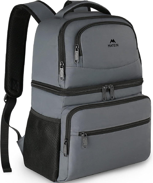 MATEIN Cooler Backpack, 26 Cans Insulated Lunch Backpack for Men Women, Leakproof Double Layer Lunch Cooler Bag Lightweight Soft Lunch Backpack with Cooler Compartment, Beach Camping Hiking Beer Gifts