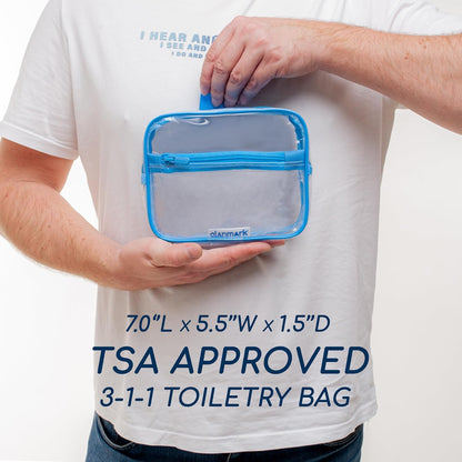 TSA Approved Toiletry Bag 3-1-1 Clear Travel Cosmetic Bag with Handle - Quart Size Bag with Zipper - Carry-on Luggage Clear Toiletry Bag for Liquids - Airport Airline TSA Compliant Bag for Man Women