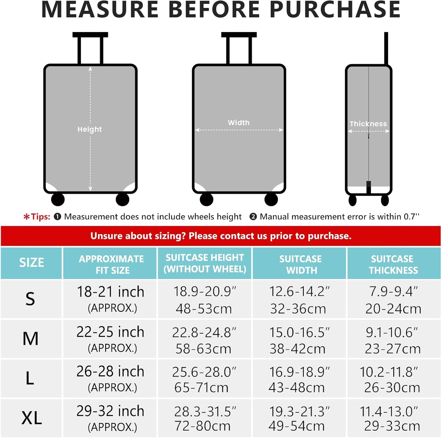 Travelkin Luggage Covers With Tag For Suitcases Tsa Approved,Suitcase Covers Protector Fit 18-32 Inch Luggage,L