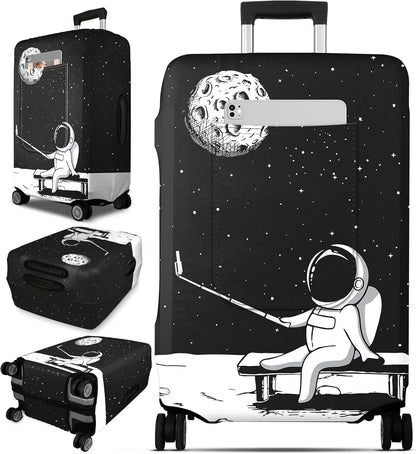 Slohif Luggage Cover for Suitcase Tsa Approved Protector - Luggage Sleeve Large Suit Case Cover Travel Stretch Baggage Case Protective Washable Fit 31-32 Inch Astronaut XL