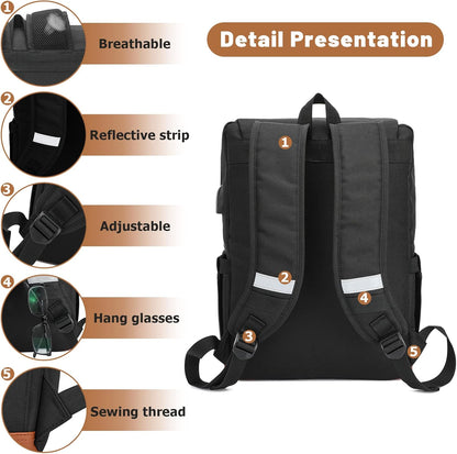HFSX Vintage Backpack Laptop Backpack Men Women Business Travel Computer Backpack College Bookbag Stylish Water Resistant Vintage Backpack with USB Port Fits 15.6 Inch Laptop Black
