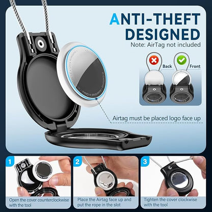 Waterproof Airtag Holder,4 Pack Airtag Case with Secure Lock,Airtags Keychain for Apple Airtag,Anti-Lost Protective Case Air tag Accessories for GPS Tracker Luggage,Bag,Key,Pet-Black/Black/Blue/Blue