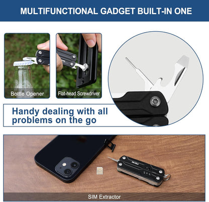 NexTool Mini Multitool - 9 in 1 Keychain Multitool with Needle Nose Pliers, Scissors, SIM Extractor and Screwdrivers for Travel, EDC, TSA Approved