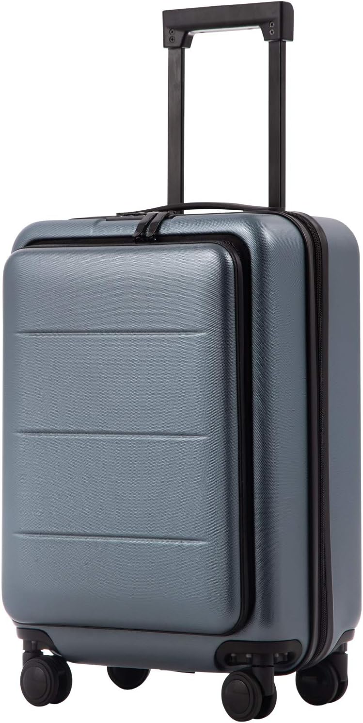 Coolife Luggage Suitcase Piece Carry On ABS+PC Spinner Trolley with pocket Compartmnet(Night navy, 20in(carry on))