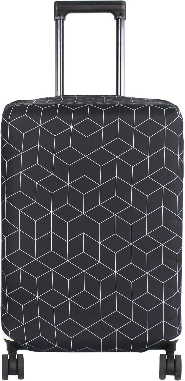 HYPER VENTURE Washable Luggage Cover - Fashion Suitcase Protector Fits 23-26 Inch Luggage (Black Maze, M)