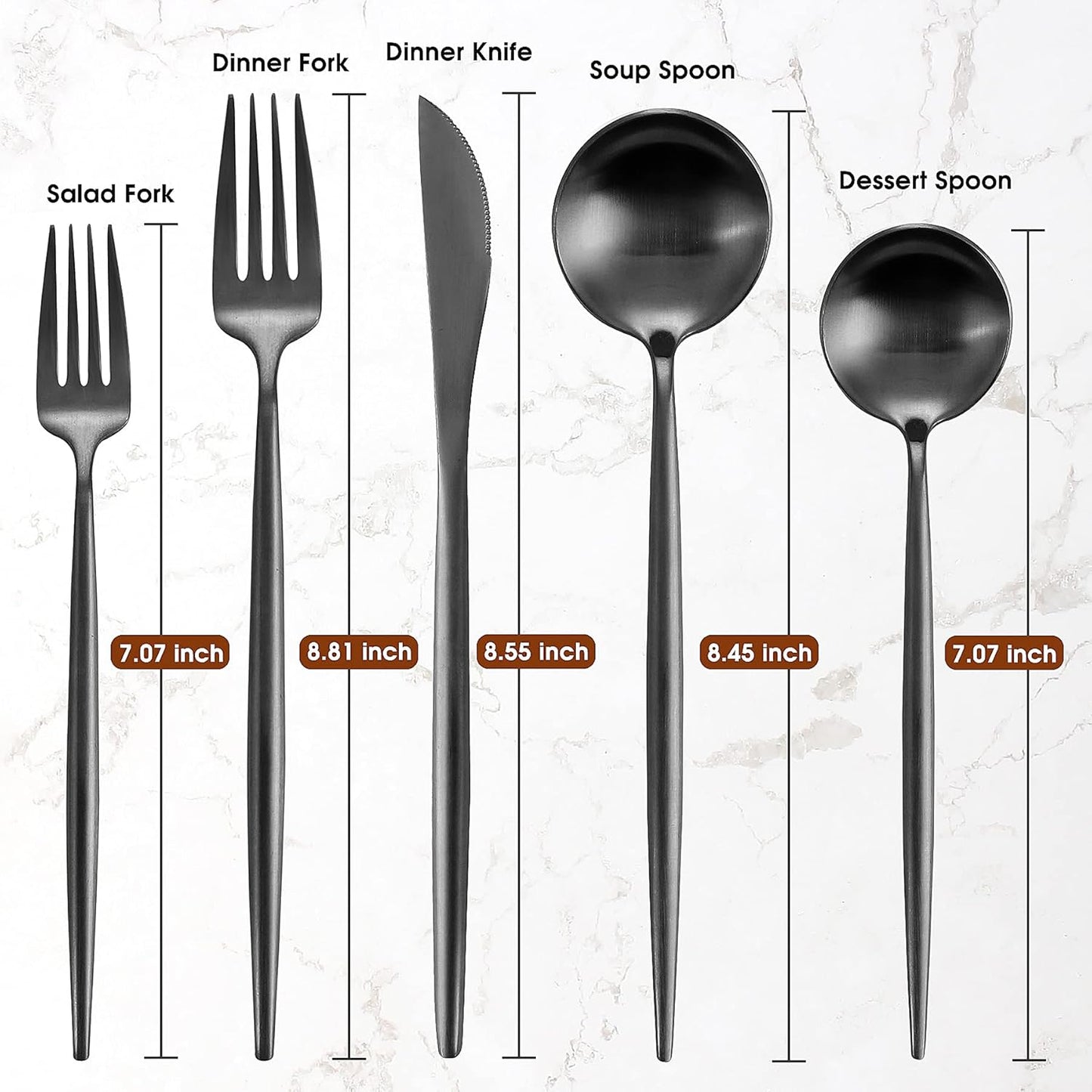 Matte Black Silverware Set for 12, IBIILII JEFF 60 Pieces Stainless Steel Flatware Set，Kitchen Utensil Set, Tableware Cutlery Set, Knife Spoons And Forks Set, Satin Finished Polished & Dishwasher Safe