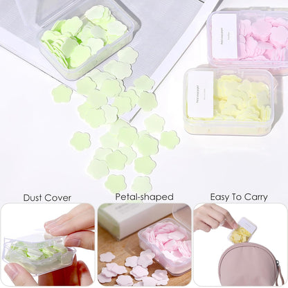 300pcs Portable Hand Washing Soap Sheets, Scented Mini Soap Sheets, Disposable Soluble Soap for Outdoor Travel, Camping, Hiking (Green)