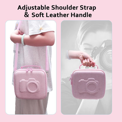 Hard Camera Case Bag Compatible with Canon EOS Rebel T7/T100/T6/R50/R6 or Kodak Pixpro AZ405/AZ425/AZ255/AZ401/AZ252/AZ528 DSLR Camera,for Canon Sony Kodak Panasonic Nikon Mirrorless Camera,Pink