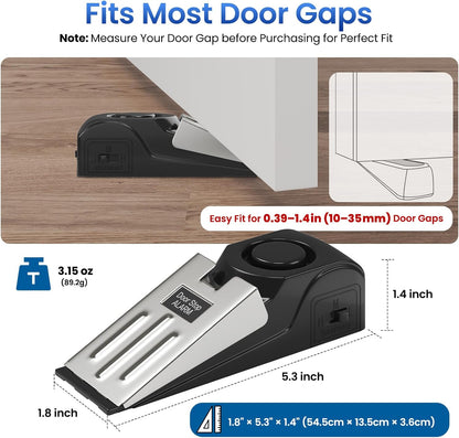 HOSOM Door Stop Alarm for Home & Travel Safety, 120dB Loud Siren Door Stoppers Security Device, Portable Anti-Slip Door Stop Wedge for Apartment, Hotel, Great for Travelers,1 Pack
