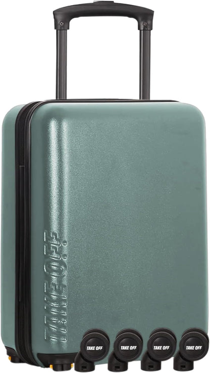 Take OFF Luggage Personal Item 3.0 – 18x14x8 Underseat Carry On with Removable Wheels – TSA Lock, Hardshell Suitcase – Fits Tight Airline Size Rules – No-Fee Lightweight Travel Bag
