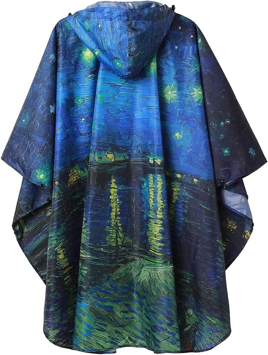 SaphiRose Rain Poncho Jacket Coat Hooded for Adults with Pockets
