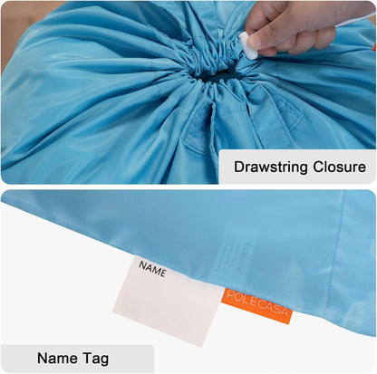 Polecasa Small Heavy Duty Laundry Bag with 130gsm Tear Resistant Fabric and Handles, Easy to Carry Durable Dirty Clothes Drawstring Bag, Perfect for College Dorm, Travel 21”x24”,Gulf Blue
