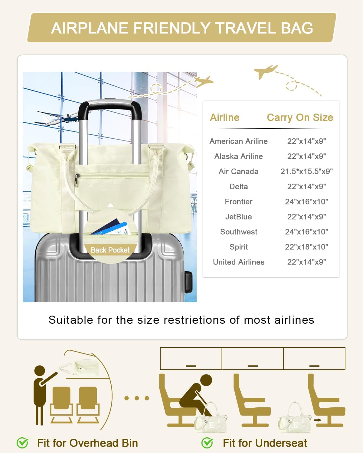 Initial Travel Duffel Bag Sports Gym Bag for Kids Teen Birthday Gifts,Beige Personalized Weekender Bag Carry On Dance Bags for Women Men,Waterproof Monogram Overnight Bag with Trolley Sleeve(Letter E)