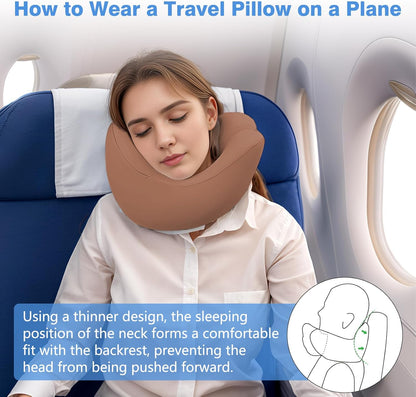 Travel Neck Pillow, Advanced Neck Support for International Flights, 3D Eye Masks, Ear Plugs and Storage Bag, Memory Foam U-Shaped Pillow for Travel, Sleep Rest, Trains, Road Trips