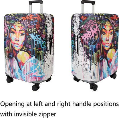 WUJIAONIAO Travel Luggage Cover Baggage Suitcase Cover Protector Skins 18-32 Inch (Graffiti A8, S (for 18-20 inch luggage))