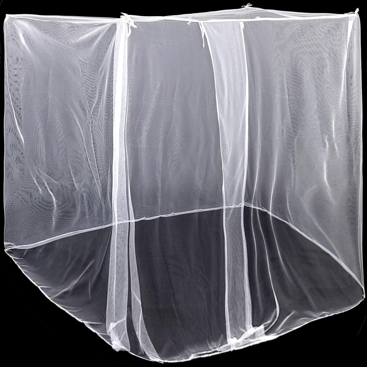 4 Corners Mosquito Net for Mosquiteros para Camas Bed Canopies Netting Bed Drapes Rectangular Mosquito Mesh for Camping Home Outdoor Travel(White,L87 X W79 X H79 Inch,Opening)
