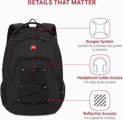 SwissGear 1186 Bungee Backpack, Black, 17-Inch