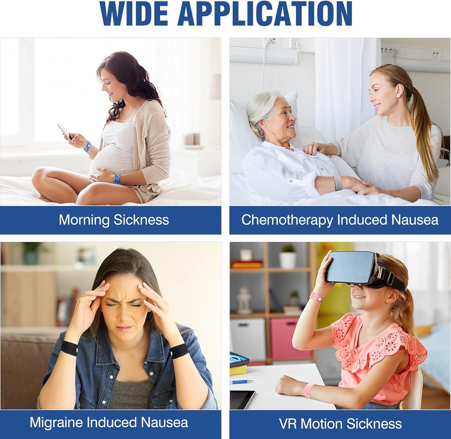 Motion Sickness Bands Anti Nausea Wristband for Adult and Kids Morning Sickness Relief for Pregnant Women Acupressure Nausea Relief for Car, Sea, Air Sickness - 1 Pair Grey