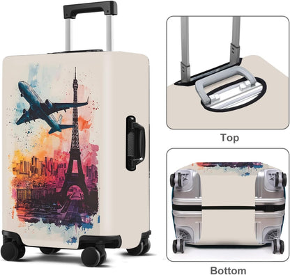 Luggage Cover Washable Suitcase Protector Anti-scratch Suitcase cover Fits 20-34 Inch Luggage (Tower-2, M(24-26inch suitcase))