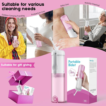 Peri Bottle for Postpartum Care-250ml Portable Bidet for Travel with 5 Sprayer Modes,2000mAh Rechargeable Electric Bidet with 8 Replaceable Nozzles for Perineal Care & Post-Surgery Care(White Purple)