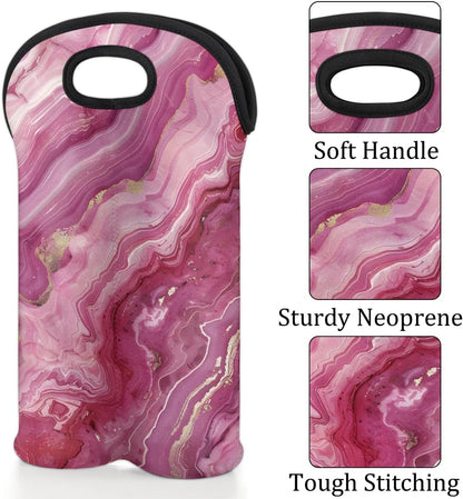 Wine Carrier Tote Personalized Bag for 2 Bottles - Neoprene Wine Bottle Holder with Carry Handle, Wine Protective Bag Insulated Bag Beer Cans Water Bottle Holder for Travel Picnic,Style11