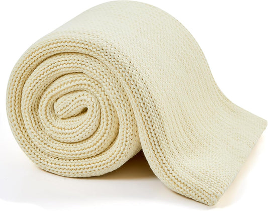 L'AGRATY Heavy Weighted Blanket - 50"x60", 10lbs Cooling Chunky Knit, Braided Crochet Throw with Thick Cable Yarn, Machine Washable