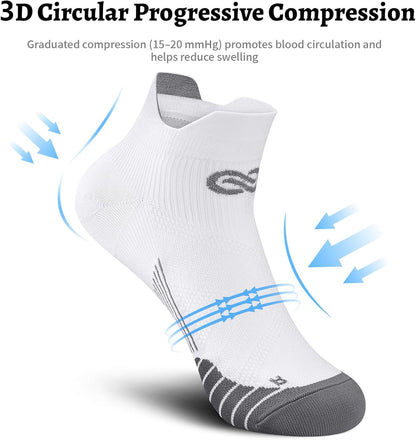 PAPLUS Ankle Compression Sock for Men and Women 2/4/6 Pairs, Low Cut Compression Running Sock with Ankle Support