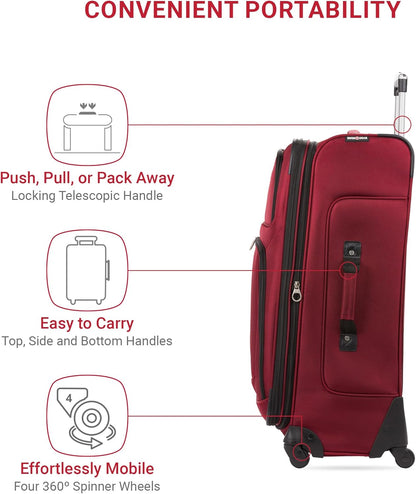 SwissGear Sion Softside Expandable Luggage, Burgundy, Checked-Large 29-Inch
